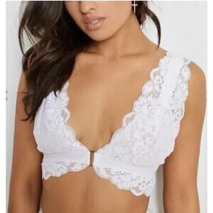 Free People We are HAH Got Ur Back Bra XL White Lace Mesh Bralette Blanc
